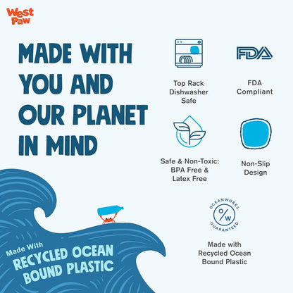 West Paw Seaflex Waves Feast Mat – All-in-One, Slow Feeder, Lick Mat – Encourages Foraging & Food Exploration - Engages Picky Eaters & Slow Feeding - Versatile – Easy to Clean, Non-Toxic - Mint