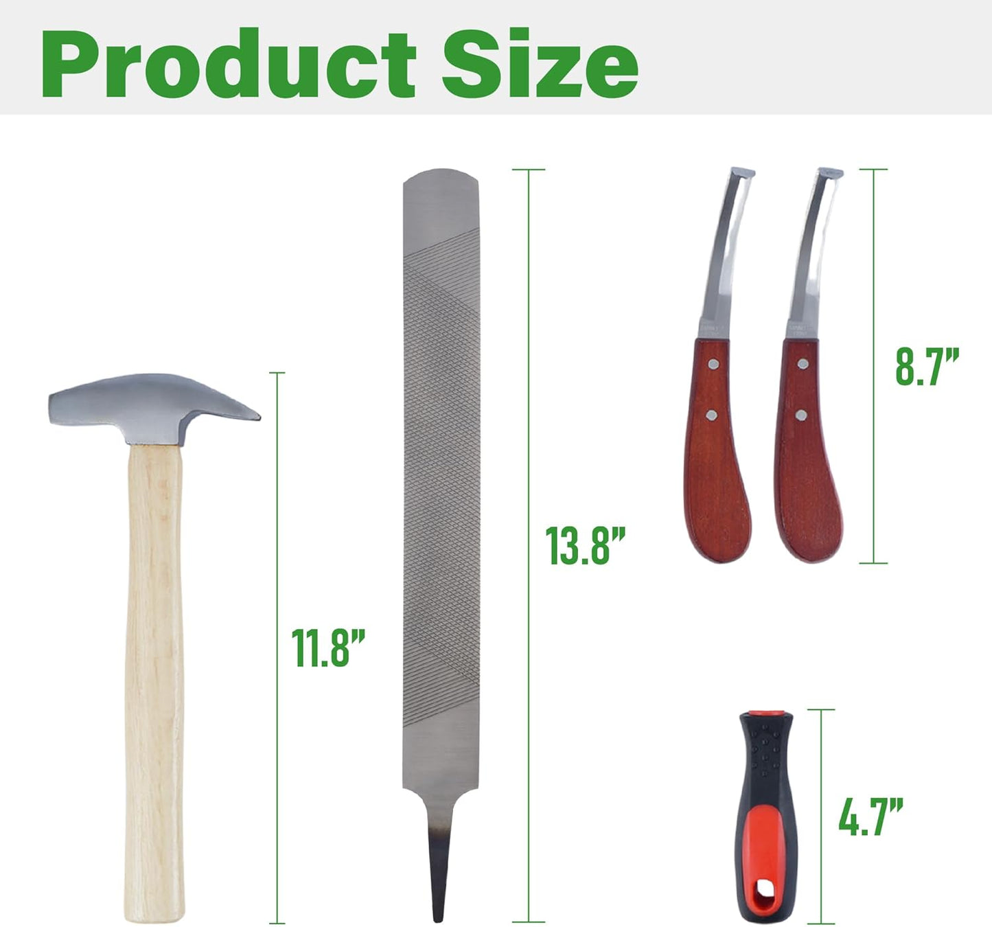 lukar 8PCS Farrier Tools Kit Horse Hoof Trimmers, Includes Horse Hoof Nipper, Horseshoe Cutting Pliers, Hoof Nail Clincher, Hoof Hammer, Hoof Knife, Rasp File, Horseshoe Brush