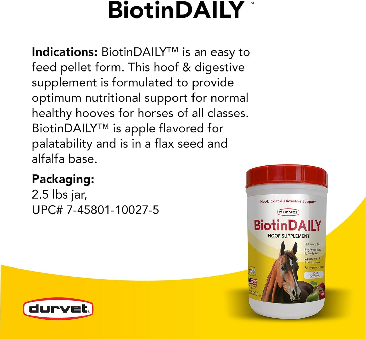 Durvet 01 0027 Biotin Daily Horse Hoof Care, 2.5 lb