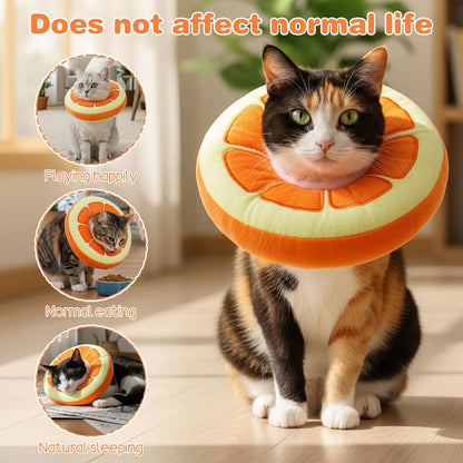 Soft Cat Cone Collar Cute Kitten Recovery Collar After Surgery to Stop Licking Adjustable Lightweight Elizabethan Neck Collar for Small Medium Large Cats Puppies Wound Healing, Orange