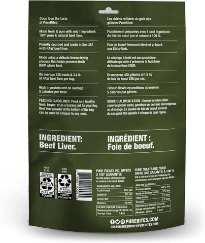 PureBites Beef Freeze Dried Dog Treats, 1 Ingredient, Made in USA, 16.6oz