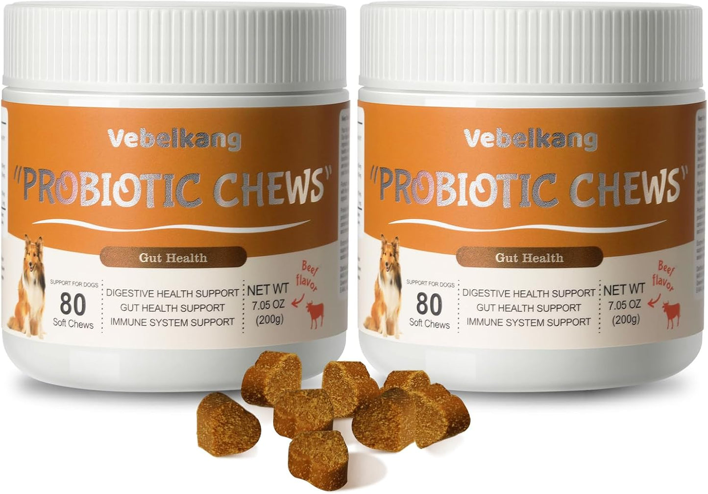 Probiotics for Dogs Digestive Health - 6B CFU, Prebiotics & Enzymes, Beef Flavor, Relief for Diarrhea, Gas, Upset Stomach & Allergic Itchy Skin (160Ct)