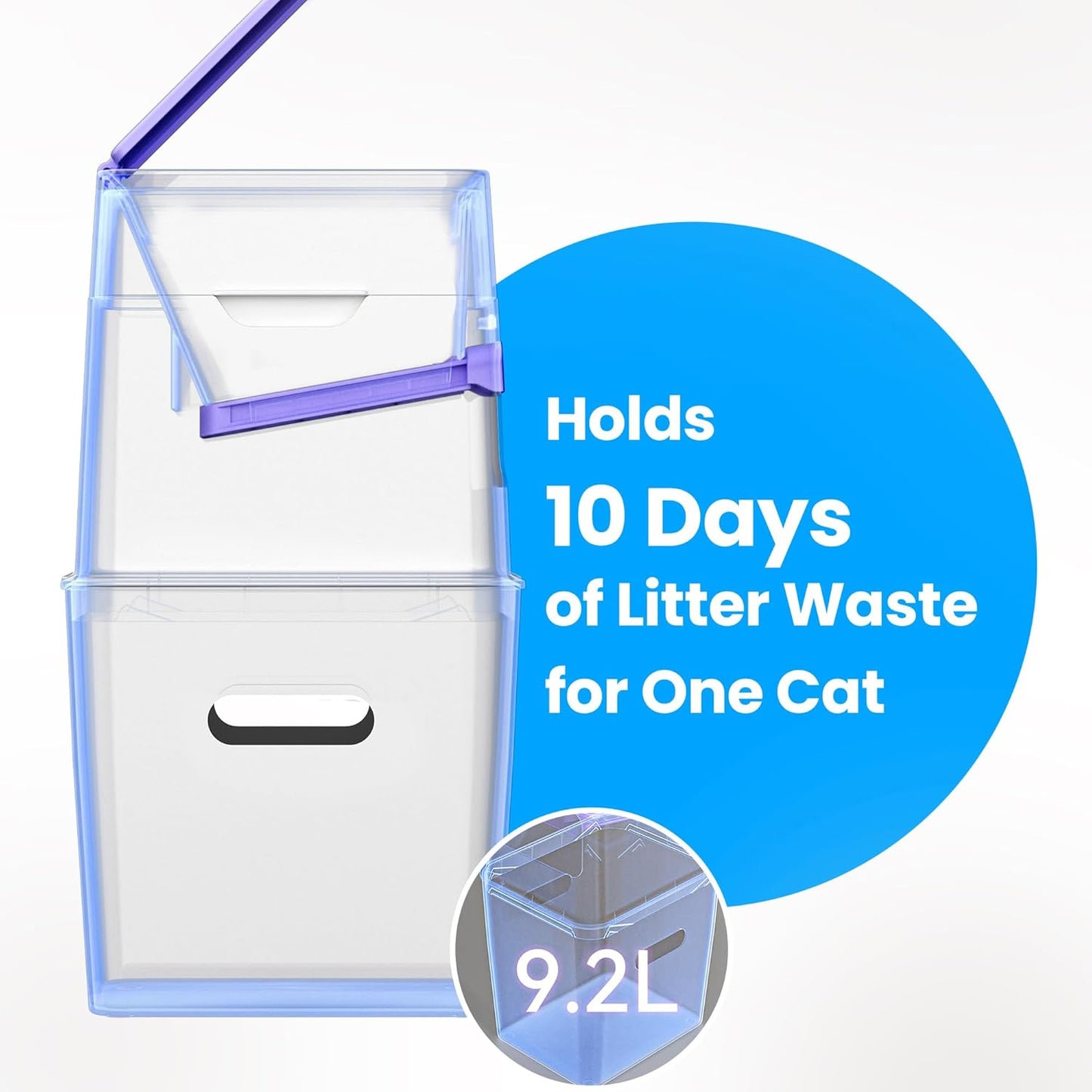 Neakasa PooGuard Litter Disposal Bin, 9.2L Trash Can for Cat Litter, Dog Waste & Diapers, with Viewing Window, Wider Opening, and 4-Month Refill Bag (White)