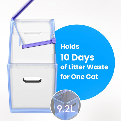 Neakasa PooGuard Litter Disposal Bin, 9.2L Trash Can for Cat Litter, Dog Waste & Diapers, with Viewing Window, Wider Opening, and 4-Month Refill Bag (White)