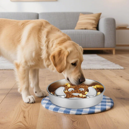 Stainless Steel Slow Feeder Dog Bowl – Anti-Gulping Puzzle Bowl for Small & Medium Dogs, 2-Cup Capacity Pet Feeding Dish, Helps Reduce Bloat & Improve Digestion