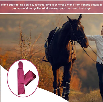Ranch Hand Horse Mane Bags | 6 Pack | Horse Tack/Supplies | Protect Horse's Mane from Wind, Sun, Mud, Preventing Tangles, Rubbing Out, and Breakage | Handmade Mane Care Product (MAROON)