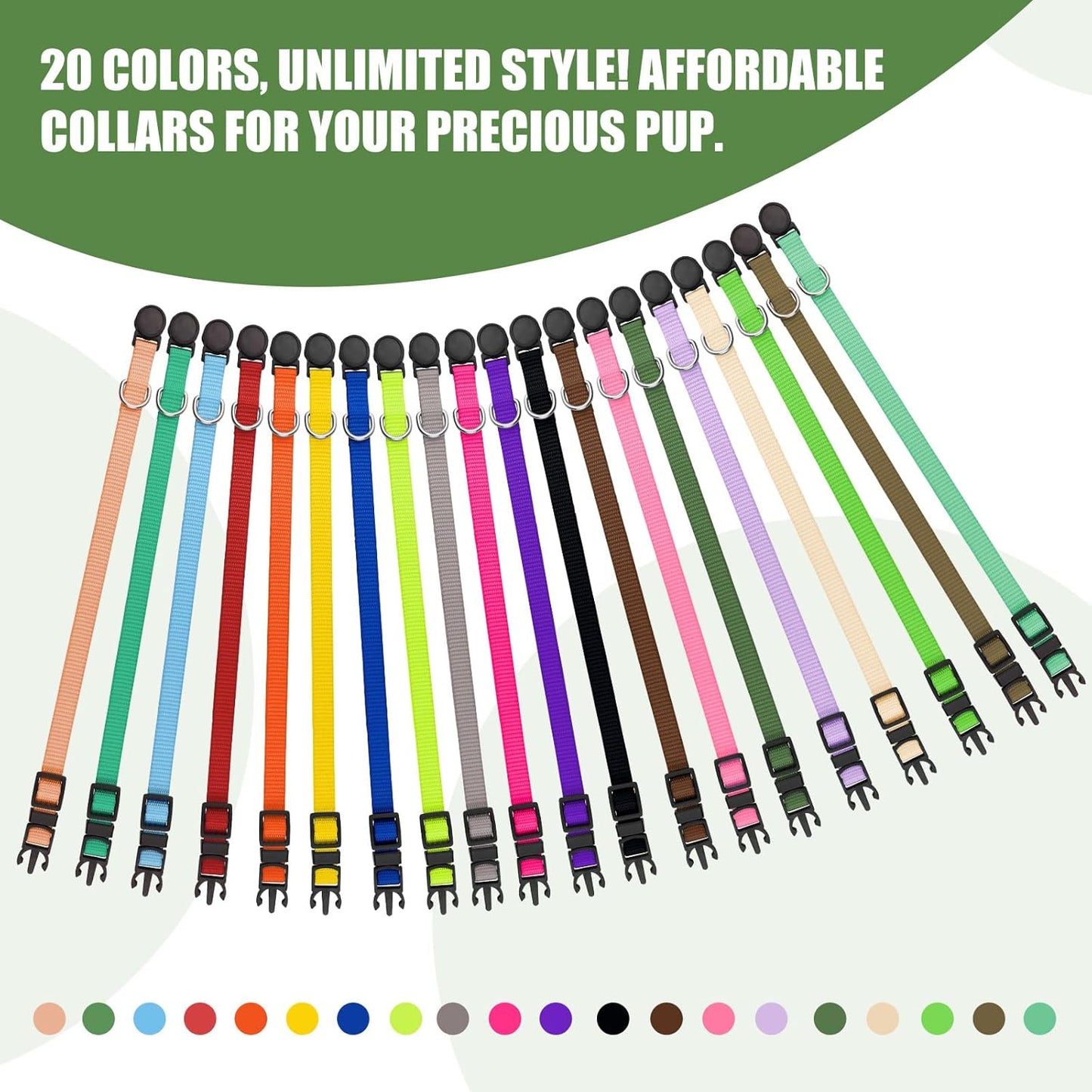 20 PCS Puppy Collars for Litter,Puppy Collars for Small Puppies,Nylon Breakaway ID Collar Whelping Litter Collars(S)