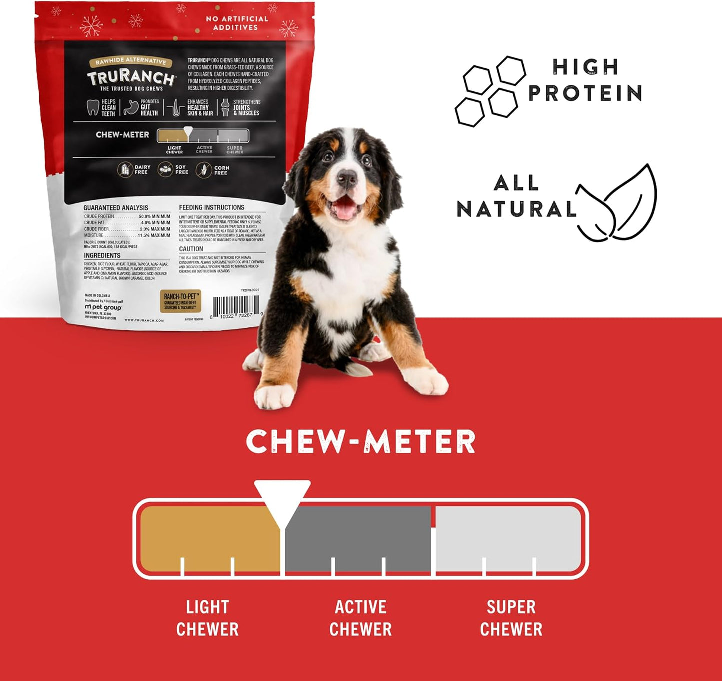 TRURANCH 5" Collagen Sticks Apple Cinnamon Flavored - 1 Bag, 12 Count, Holiday Limited Edition, Stocking Stuffer, Rawhide Free, Limited Ingredients Dog Chew