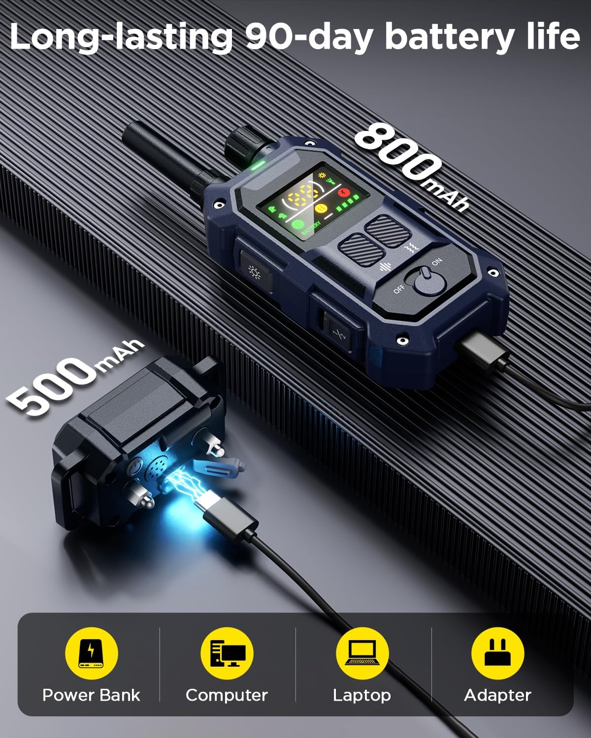 BLACKDOG Military Dog Shock Collar 2 Dogs (5-150lbs) - 4200ft Dog Training Collar with Remote, 4 Training Modes, Flashlight&Strobe, 90-Day Battery, IP67 Waterproof Dog E Collar for All Breeds (Blue)