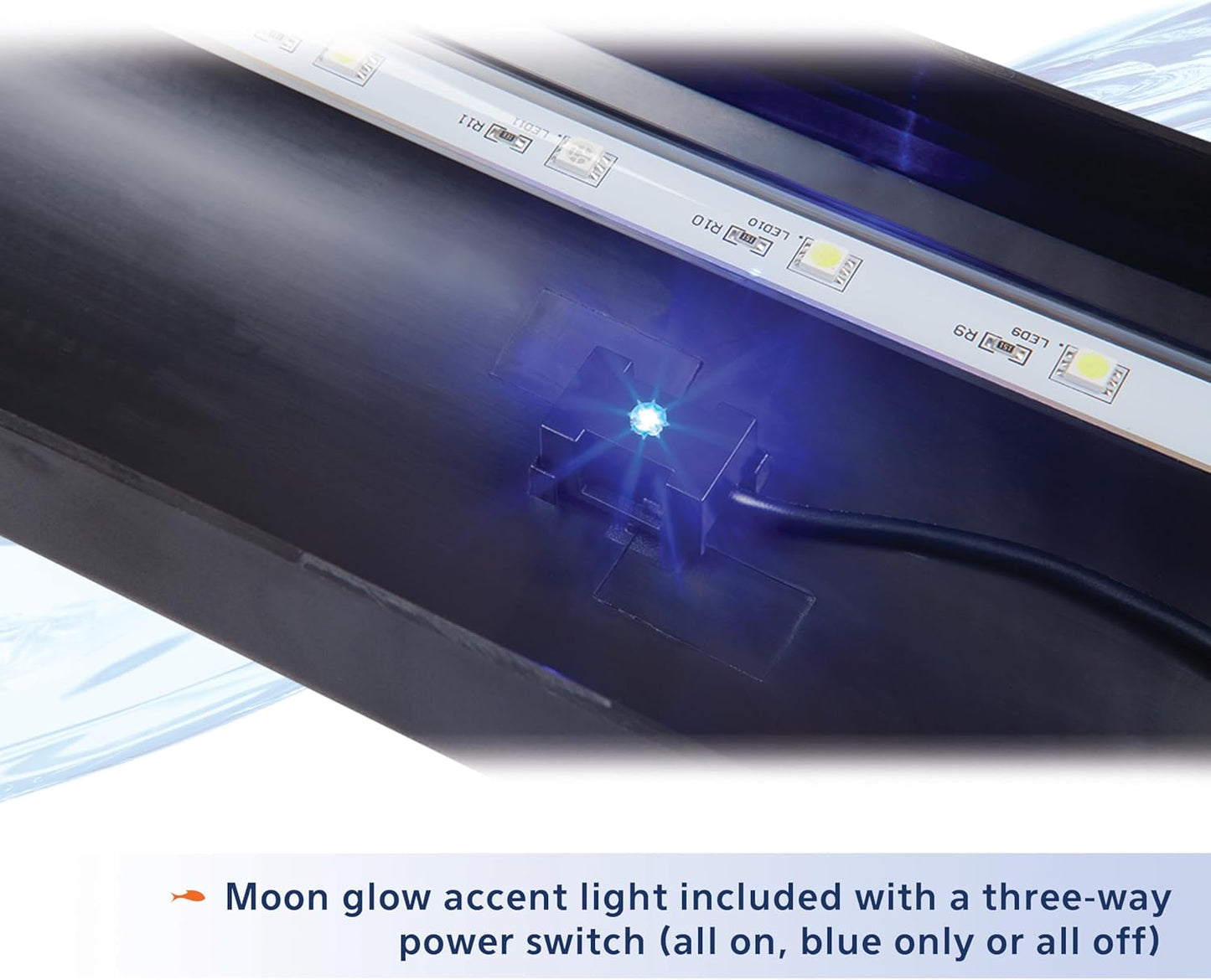 Aqueon LED Deluxe Fish Tank Aquarium Full Hood with LED Light, Black, 20 Inch