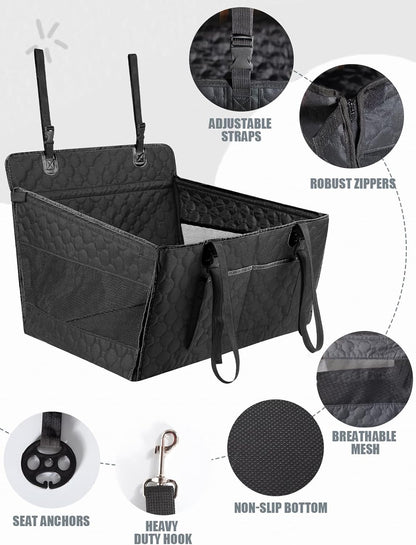 Dog Car Seat for Large Dogs,Waterproof Fabric with Breathable Mesh&Adjustable Dog Seat Belt for Car,Dog Bed for Back Seat Up to 40 LB-Medium