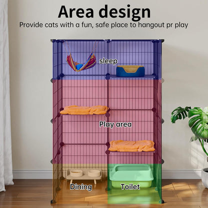 Oneluck 4-Tier 47.2 Inch Large Cat Cages DIY Cat Playpen Detachable Metal Wire Kennels Cat Crate Exercise Extra Place Ideal for 1-2 Cat