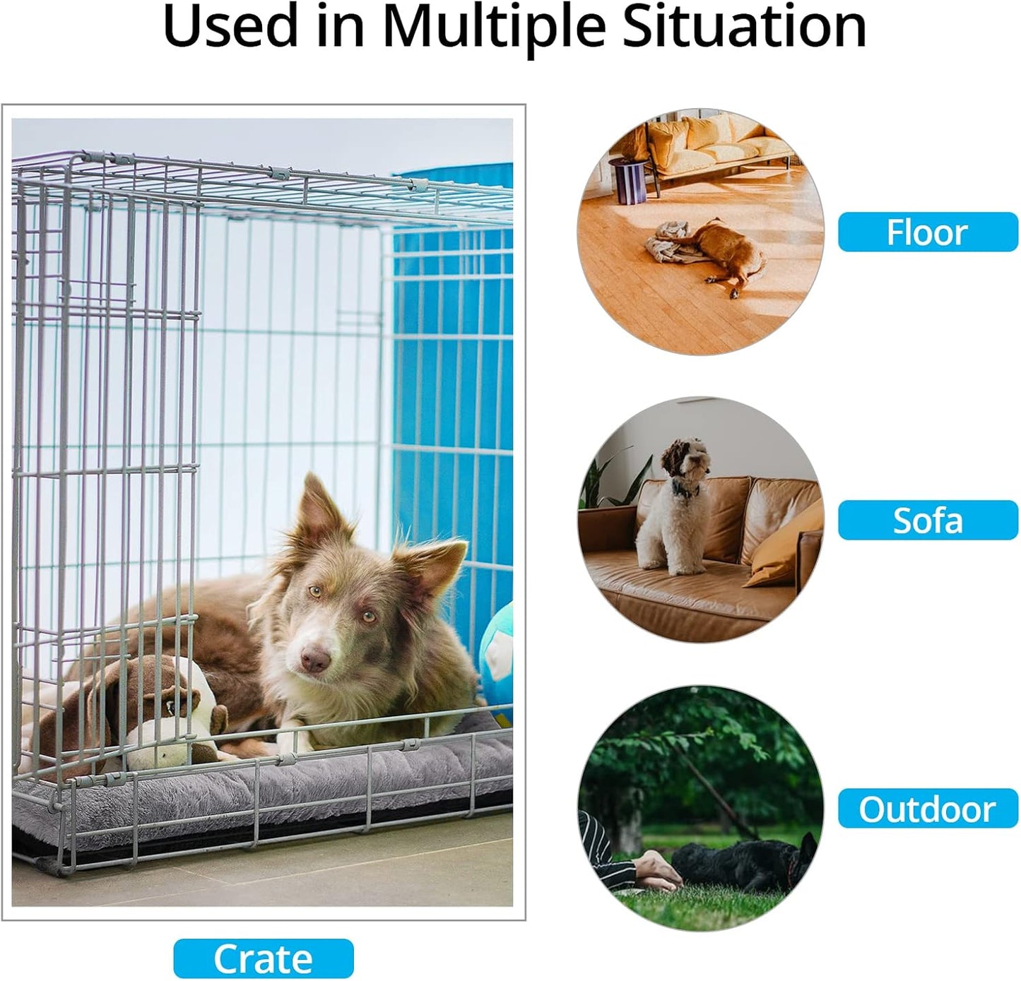 Dog Beds Crate Pad for Medium/Large Dogs Fit Dog Crates,Washable & Anti-Slip Kennel Pad for Dogs Cozy Sleeping Mat,Gray 42inch