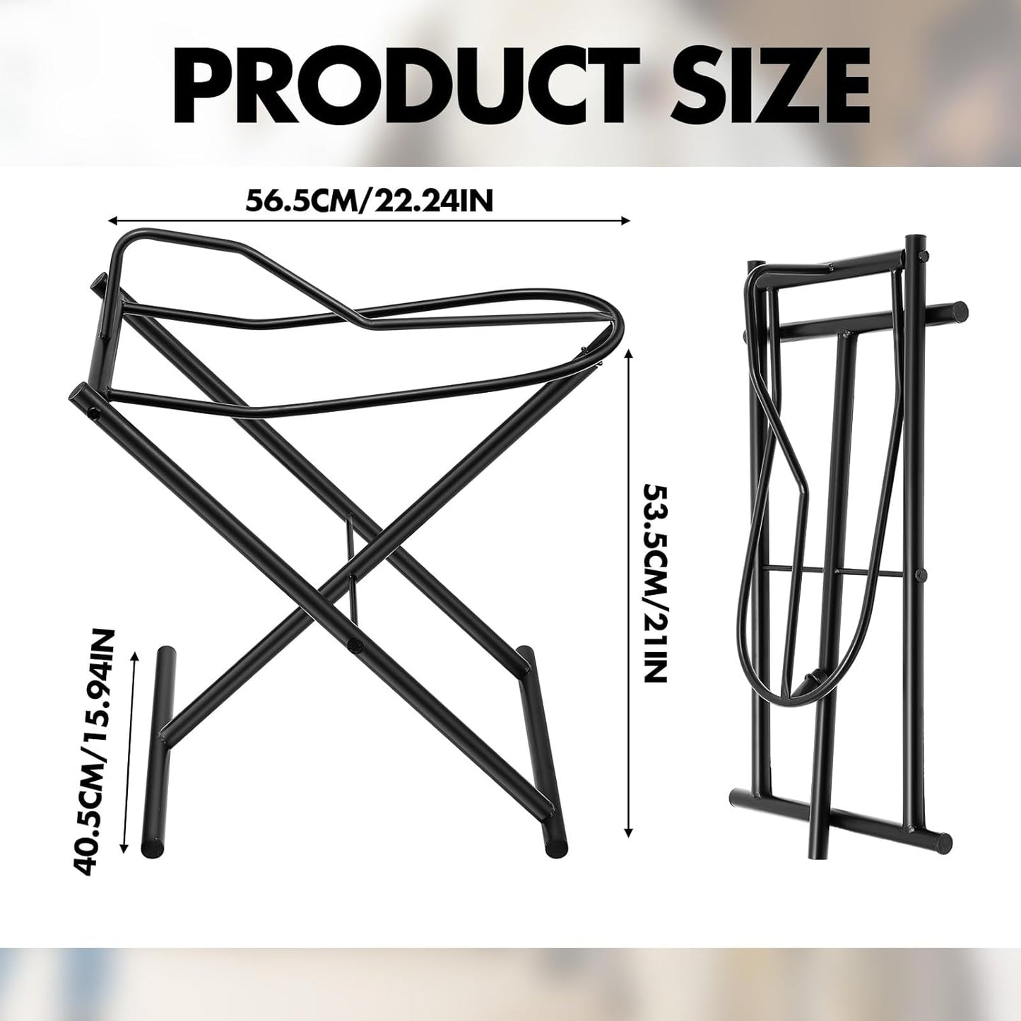 Duraaamo Foldable Car Saddle Rack 22" x 21" X16" Heavy Duty Portable Vehicle Saddle Stand Convenient Transport Suit English and Western Horse Tack Organizers Storage Supplies Display Trophy Saddles