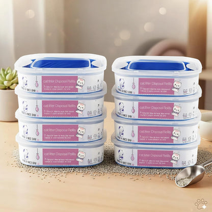 8 Pack 28FT Cat Litter Refill Cartridge, Compatible with Pet Genie Standard/Plus/Style Pail Refills, Up to 32 Months of Supply, 7 layer Odor Control Jumbo Refill Cartridge