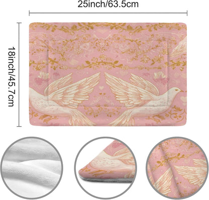 susiyo Pink Doves Flowers Dog Bed Mat - Super Soft & Warm Pet Pad, 25x18 Inch Machine Washable Mat for Small Medium Dogs, Couch Protector, Crate & Travel Bed Topper