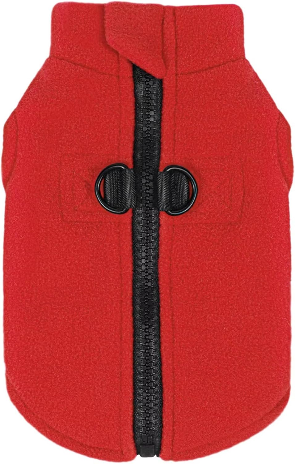 Soft & Comfortable Dog Jacket – Cozy Zip-Up Sweater Vest with Leash Hook, Easy-On Pet Coat for Walks, Outdoor Play, and Everyday Adventures. Red M