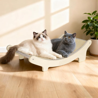 HOTEAGLE Sisal Cat Scratcher Pad Indoor -Natural Cat Hammock for Scratching and Lounging, Durable Wooden Cat Bed Ideal for Large/Small Cats