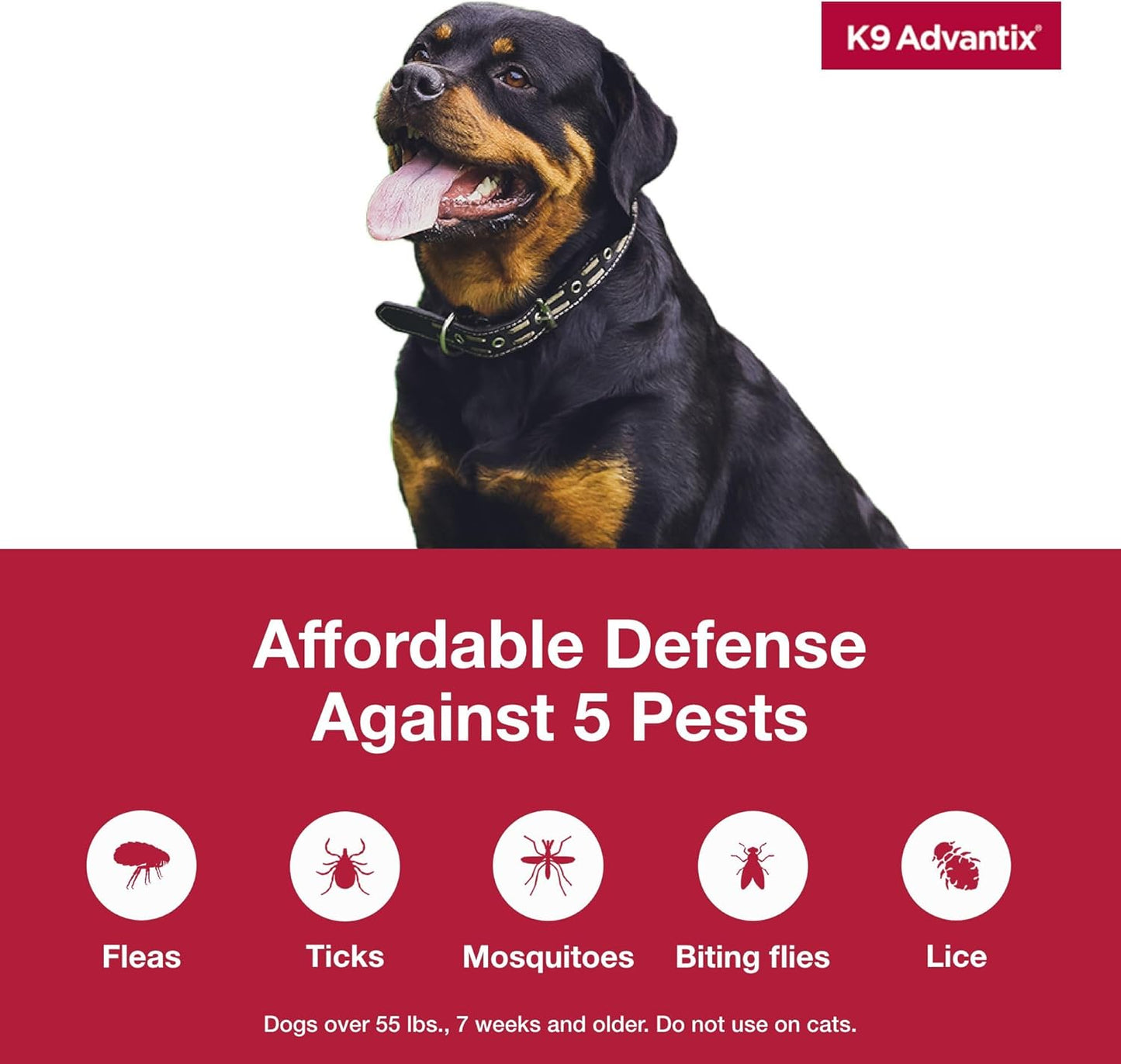 K9 Advantix Flea, Tick & Mosquito Prevention for Dogs Over 55 lbs. | Flea Drops for Extra Large Dogs | Apply Monthly | 4 Treatments (Pack of 2)
