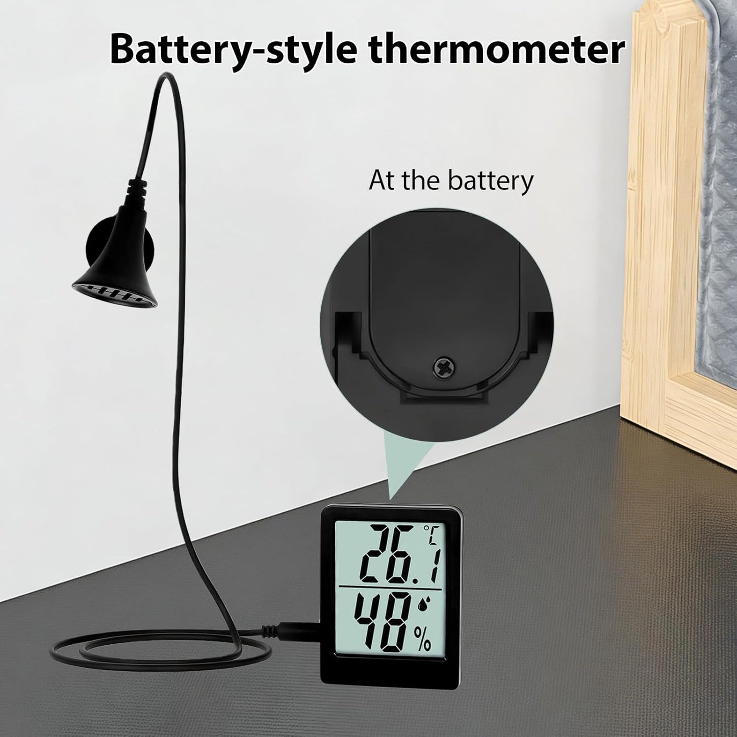 Digital Reptile Thermometer and Humidity Gauge, Large LED Display Terrarium Hygrometer with Adhesive Tape, for Bearded Dragon Tank, Leopard Gecko, Snake, Lizard, Hermit Crab Accessories