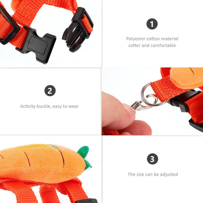 Cat Harness Leash Set with Cartoon Bunny Design, Wear-Resist Adjustable Kitten Harness and Outdoor Pulling Strap, Size S Carrot Pattern for Small Cats and Kittens