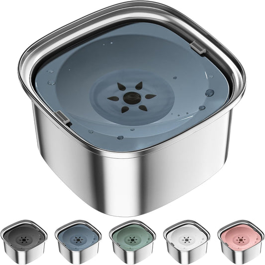 UPSKY 3L Dog Water Bowl 101oz Stainless Steel No Spill Large Capacity Dog Food Water Bowl Slow Water Feeder, Spill Proof Pet Water Dispenser Vehicle Carried Travel Water Bowls