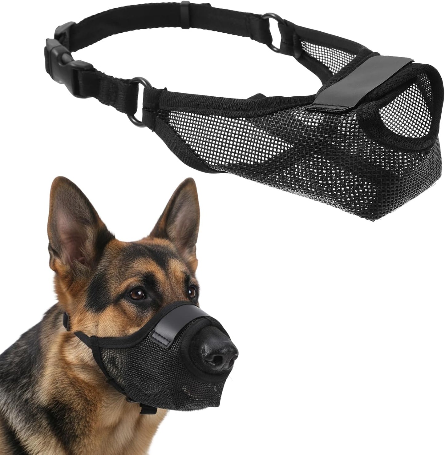 Muzzle for Dogs, Large Dog Muzzle, Adjustable Soft Dog Muzzles, Prevents Biting Scavenging for Large Dogs German Shepherd (Black,M)