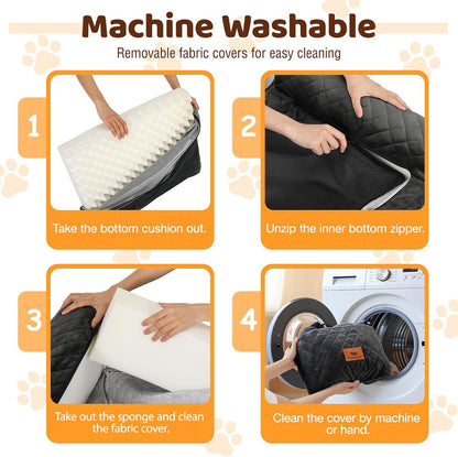 Dog Car Seat for Medium/Large Dogs up to 60 lbs, Memory Foam Dog Booster Seat with Thick Cushion, Pet Car Seat for Back with Detachable Washable Cover, Storage Pockets for SUV, Pick Up, Trunk, Black