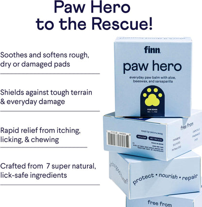 Finn Paw Hero | Natural Revitalizing Dog Paw Balm | Protect, Nourish & Repair from Wear, Damage & Dryness - 1.75 oz
