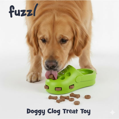 Clog Treat Toy for Dogs – Natural Rubber Chew Toy – Durable, Interactive Enrichment Feeder – Eco-Friendly, Non-Toxic & Dishwasher Safe – Green