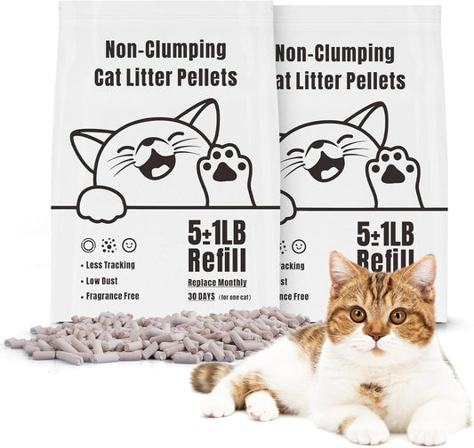 Zeolite Cat Litter Pellets 5 LBs, Generic Litter Pellets Refills for Dual-Layer Stainless Steel Litter Box Systems, Long-Lasting Odor Control, Non-Clumping, Low Dust & Tracking, Pack of 2