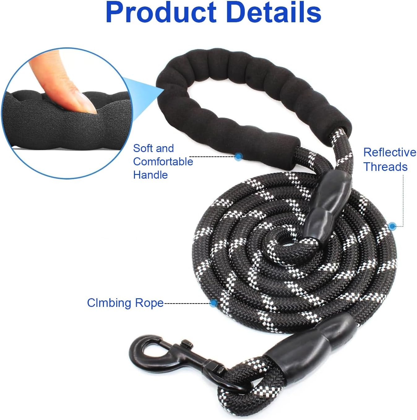 Double Dog Leash, Dual Dog Leash, 360° Swivel Tangle Free Bungee Walking Training for Large Medium Dogs, Shock Absorbing Bungee Reflective for Two Dogs, 18~120 lbs, Black