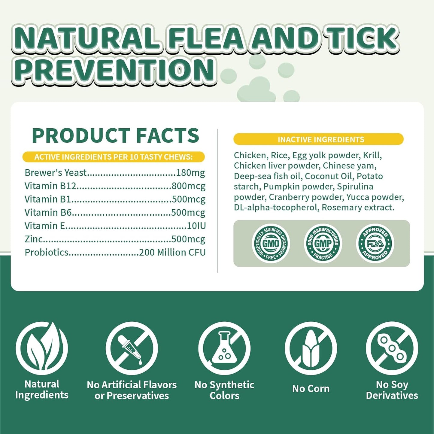 Flea & Tick Prevention for Dog and Cat, 500 Crunchy & Creamy Flea Chews+ Flea & Tick Support Drops - Skin & Coat Support - Fleas & Tick Supplement for Dogs Cats Kittens