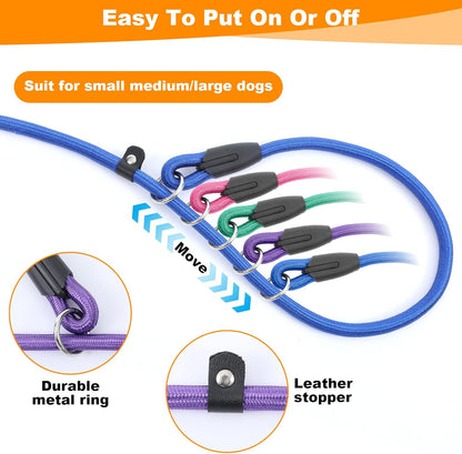11-Piece Adjustable Dog Slip Leads 11 Colors, Nylon Easy On/Off, No Collar Needed, Super-Strong, Standalone Use. No-Pull Dog Slip Leads (for Small Dogs) High Value for Walking/Training