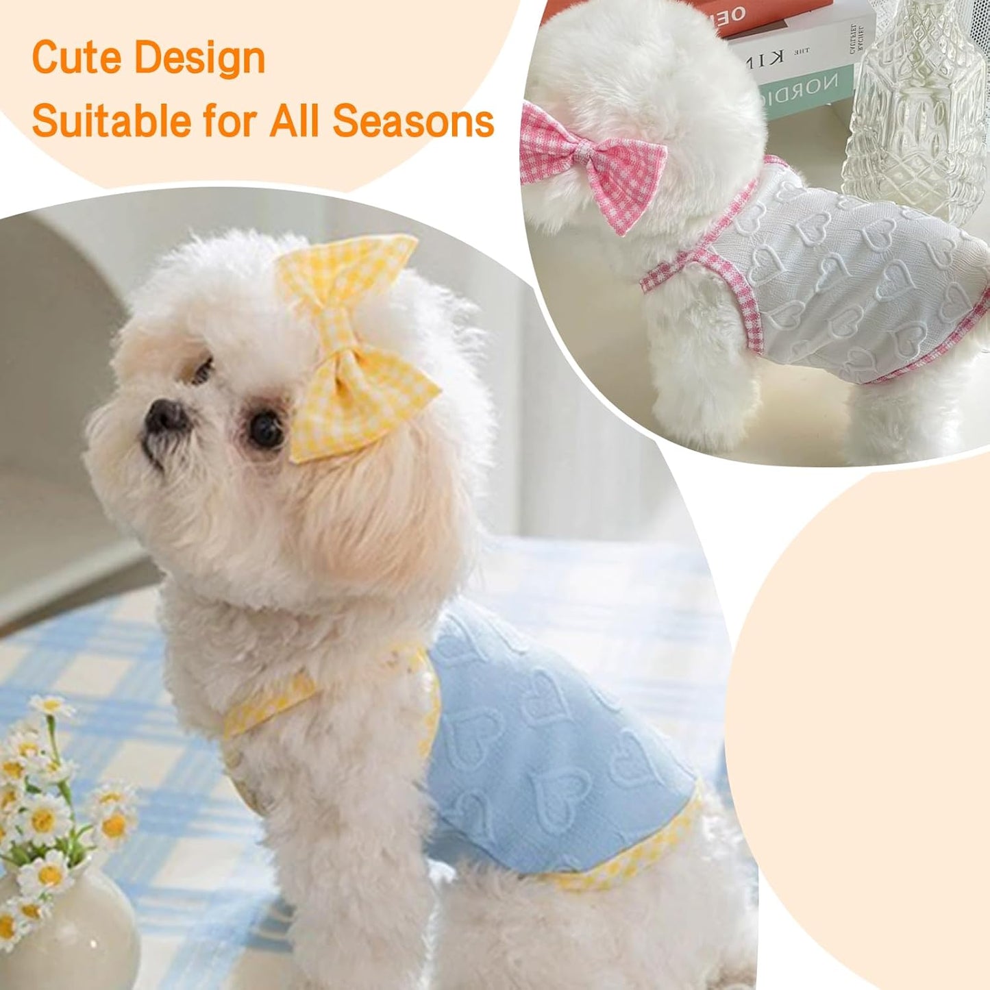 Dog Summer Clothes Puppy Heart Vest Shirt Breathable Pet Sleeveless Tank Top for Small Medium Dog Cat (Yellow, X-Large)