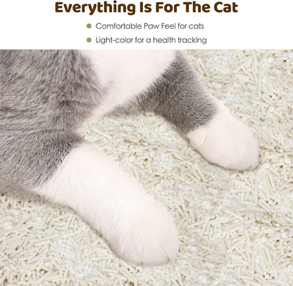Non-Stick Box Tofu Cat Litter Mix Cassava, Strong Clumping Low Tracking Kitty Litter, Natural Biodegradable Litter, Plant Odor Control, Low Dust Easy to Scoop, Light Color for Health Tracking, 9Lb