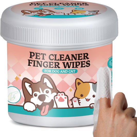 Dog Teeth Cleaning Wipes - Dental Wipes for Dogs Teeth & Cat Dental Care, Pet Teeth Cleaning Finger Wipes to Remove Plaque & Tartar for Fresh Breath (50 PCS)