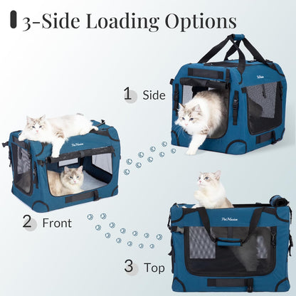 Extra Large Rolling Cat Carrier with Wheels, Soft Sided Pet Dog Carrier on Wheels for Big Cat 20lbs+ 2 Cats, Car Travel Portable XL Wheeled Bag 25"x16.5"x20.5"