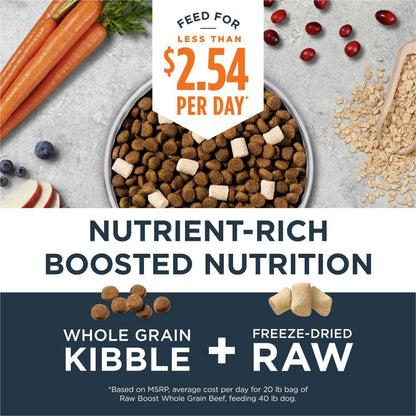 Instinct Raw Boost, Natural Dry Dog Food with Freeze Dried Pieces, High Protein, Whole Grain Recipe - Real Beef & Barley, 3.5 lb. Bag