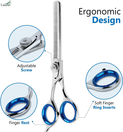 Laazar Pro Shears Thinning Pet Grooming Shear - 6.5 42 Teeth Scissors for dogs cats and pets