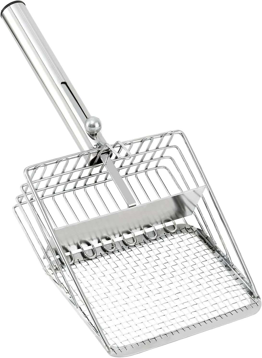 Cat Litter Scoop - Stainless Steel Metal Cat Litter Scoop -Large Size, Deep Shovel, Long Handle, Poop Sifting, Durable, Heavy Duty,Kitten Pooper Lifter for Litter Box