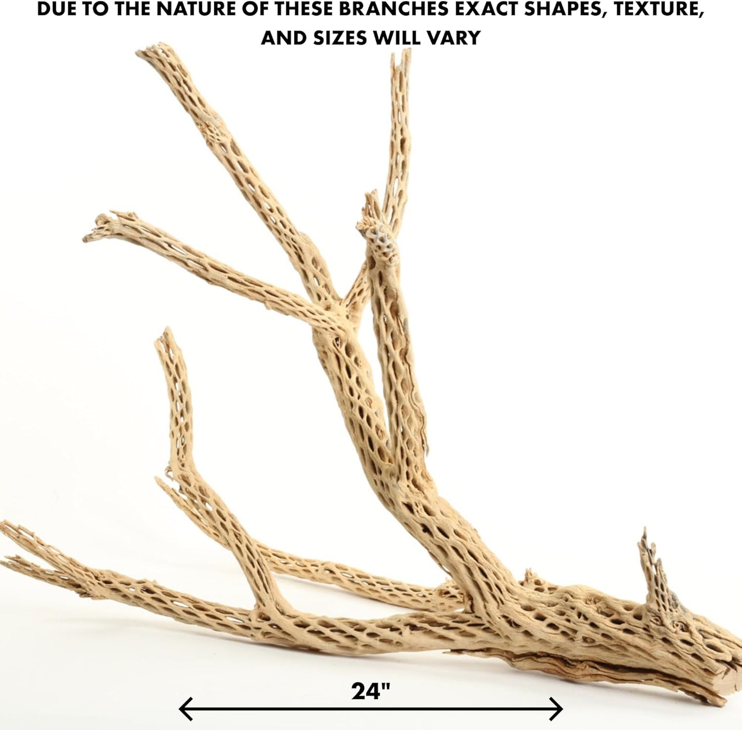 Koyal Wholesale 24" Cholla Wood Aquarium Leopard Gecko Tank Accessories Untreated Large Driftwood for Aquarium Wood Hermit Crab Accessories Drift Wood for Shrimp Tank Gecko Accessories