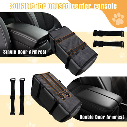 Dog Car Seat for Small Medium Dogs to 0-13lbs, Portable Memory Foam Console Dog Armrest Booster Seat with Safety Belt, Detachable Soft Cushion, Pet Car Seat Travel Bed