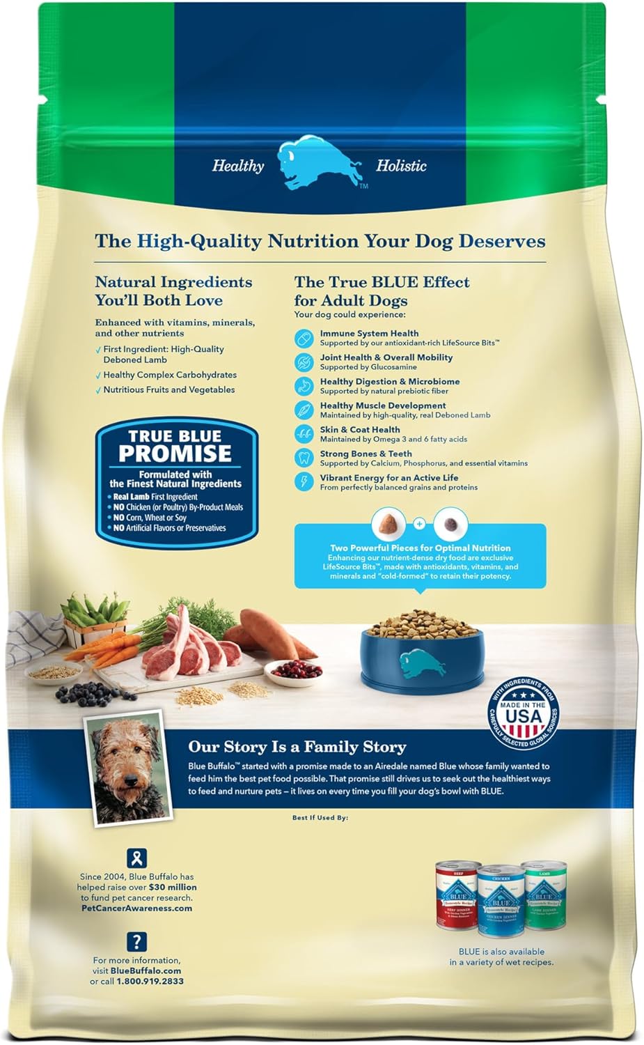 Blue Buffalo Life Protection Formula Adult Dry Dog Food, Helps Build and Maintain Strong Muscles, Made with Natural Ingredients, Lamb & Brown Rice Recipe, 24-lb. Bag