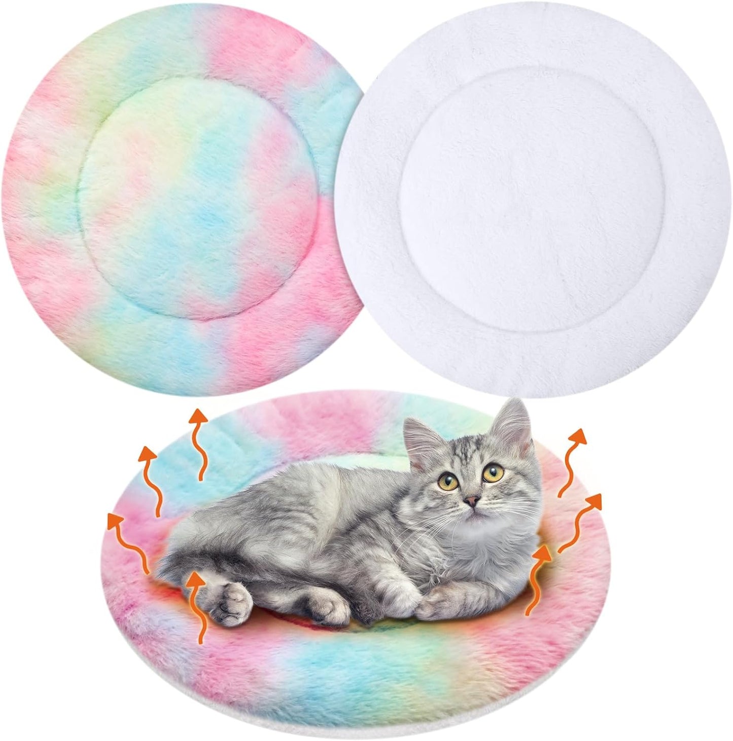 VitalCozy 2 Pack Self Warming Cat Pad Self Heating Pad Bed Reversible Machine Washable Reflects Body Heat Warm Thermal Pet Mat Crate Blanket for Feral and Indoor Cat(16'',Tie Dye)