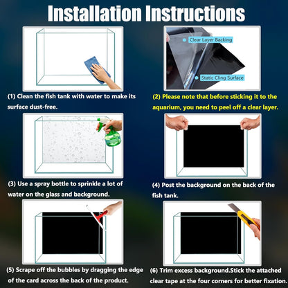 Aquarium Background Static Cling Black Fish Tank Background Wallpaper Fish Tank Backdrop Vinyl Aquarium Poster Background 24 x 12 in