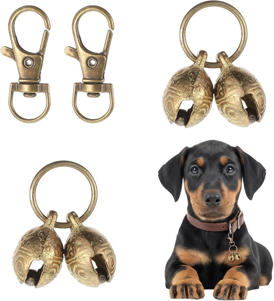 2 Set Copper Bell for Dog Collar with Snap Clips Extra Loud Brass Bell for Medium Large Dogs Vintage Pets Collar Charms Bells Pendants for Keychain Pet Collars Bells Home Door Decor Crafting Ornaments