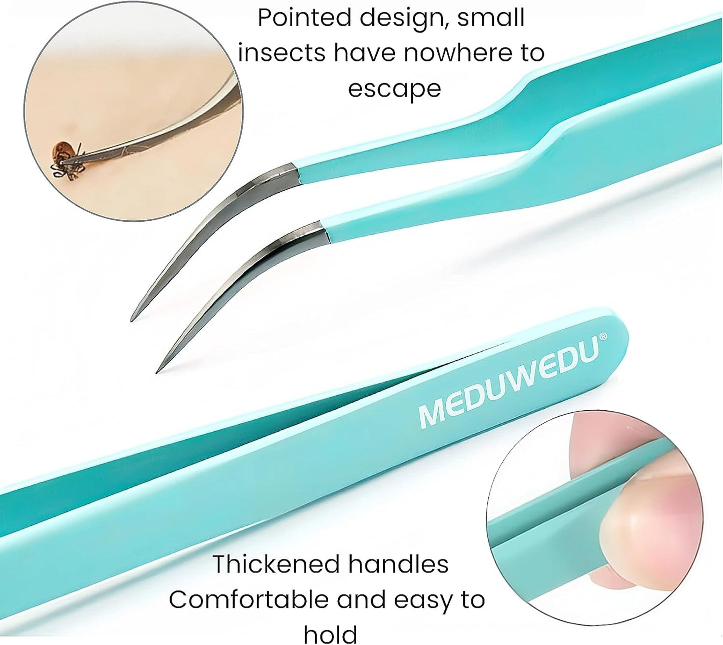 Tick Removal Tool Kit for Dogs, Cats & Humans – Stainless Steel Tick Tweezer, Fork & Dual-Head Clamp with Leather Pouch, Safe & Easy Tick Remover for Pets, Ideal for Grooming & Outdoor Travel