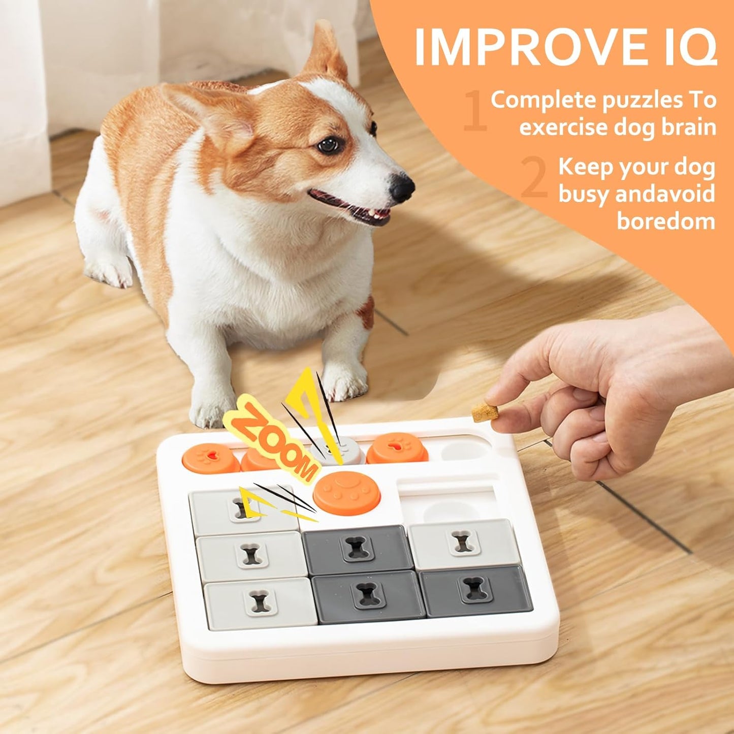 Durable Dog Puzzle Toy and Slow Feeder - Tough Dog Toys with Squeaky Sounds, Interactive Pet Toys for Small and Large Dogs to Keep Them Busy, Includes Food Dispensing Feature