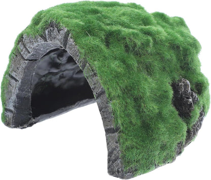 Large Resin Reptile Hideout Cave Basking Terrace, Realistic Tortoise Shelter and Gecko Hide for Terrarium Environment, Suitable for Bearded Dragons and Turtle Tanks